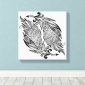 Geïnspireerde schets van veren 6 canvas afdruk (Insitu (Houten vloer))