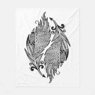 Geïnspireerde schets van veren fleece deken