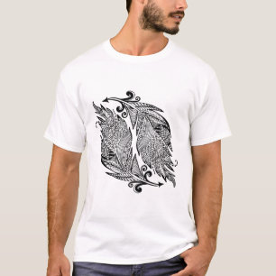 Geïnspireerde schets van veren t-shirt