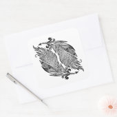 Geïnspireerde schets van veren vierkante sticker (Envelop)