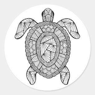 Geïnspireerde schildpad ronde sticker