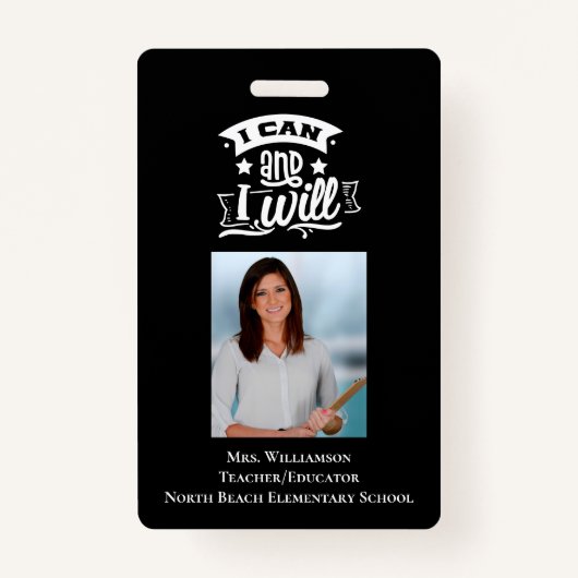 Geïnspireerde schoolvrijwilliger Teacher ID Foto Badge (Voorkant)