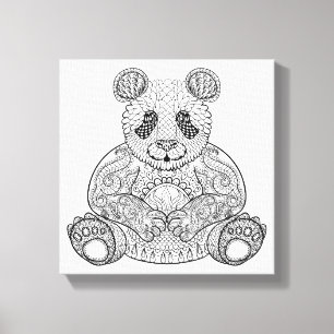 Geïnspireerde stammenpanda 6 canvas afdruk