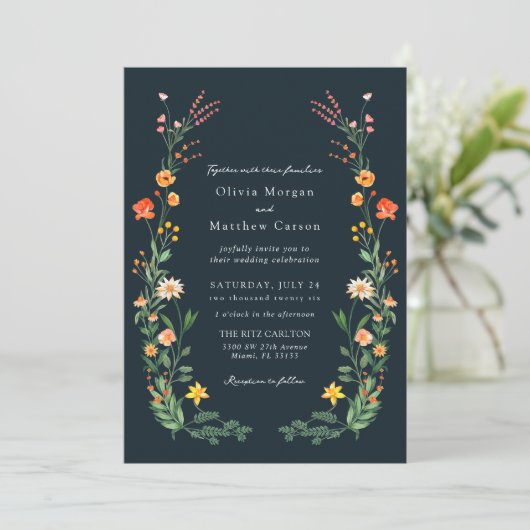 geïnspireerde tuin bruiloft kaart (Staand voorkant)