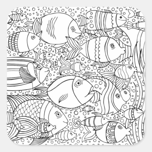 Geïnspireerde visschool vierkante sticker (Voorkant)