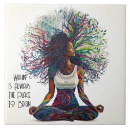 Geïnspireerde vrouw in keramische Tegel Tegeltje