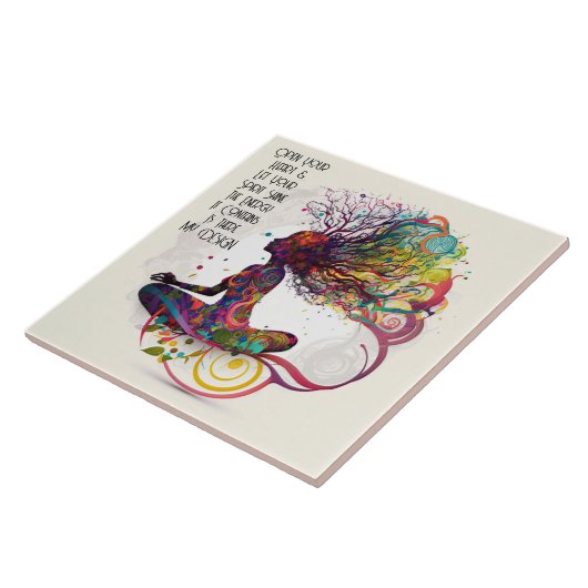 Geïnspireerde Vrouw Open Hart Keramische Tegel Tegeltje (Zijkant)