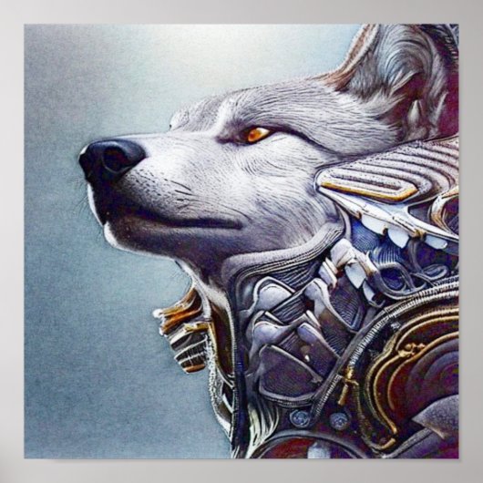 geïnspireerde Wolf Head Art - Nostalgisch Poster (Voorkant)