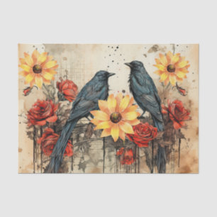 geïnspireerde zonnebloemen rode rozen raven tissuepapier
