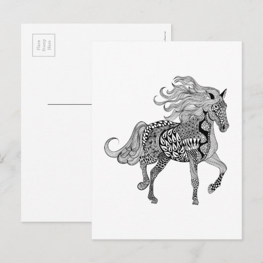 Geïnspireerde zwarte paarden briefkaart (Voorkant / Achterkant)