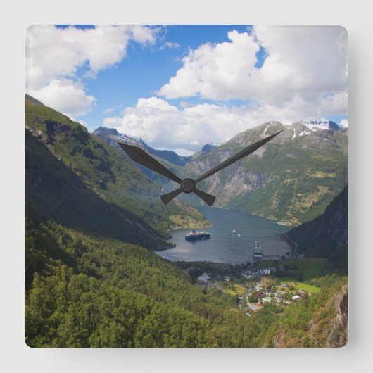 Geiranger Fjord landschap, Noorwegen Vierkante Klok (Voorkant)