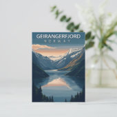 Geirangerfjord Norway Vintage Briefkaart (Staand voorkant)
