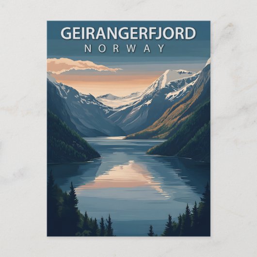 Geirangerfjord Norway Vintage Briefkaart (Voorkant)