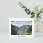 Geirangerfjord uitzicht witte grenskaart briefkaart (Staand voorkant)