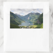 Geirangerfjord vue en Norvège autocollant rectangu (Sac)