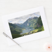Geirangerfjord vue en Norvège autocollant rectangu (Enveloppe)