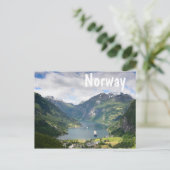 Geirangerfjord witte tekst briefkaart (Staand voorkant)