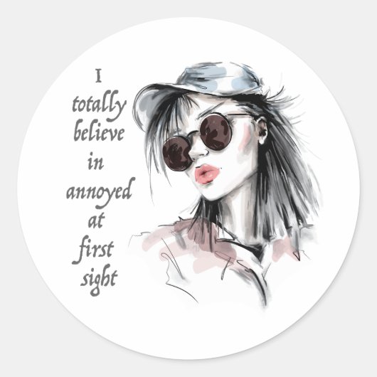 Geïrriteerd op het eerste gezicht ronde sticker (Voorkant)