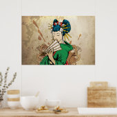 Geisha 芸 者 affiche d'impression horizontale japona (Cuisine)