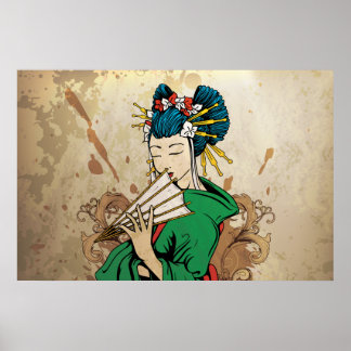 Geisha 芸 Japans poster voor horizontale afdrukken