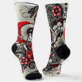 Geisha Art Pattern Sokken (Gebogen)