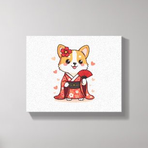 Geisha Corgi Hondenliefhebber Welsh Canvas Afdruk
