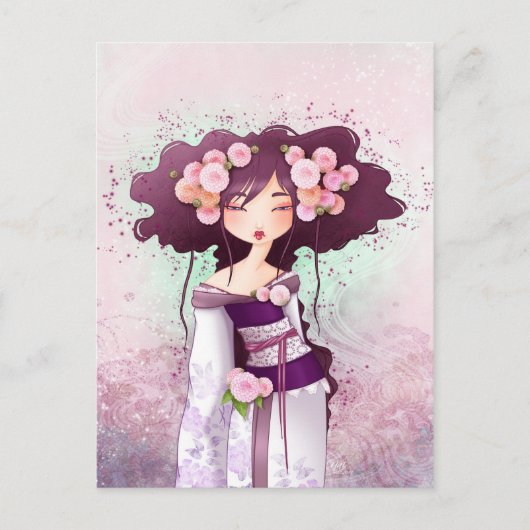 Geisha Dahlia Briefkaart (Voorkant)