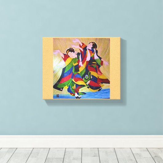 GEISHA Dancers Canvas Afdruk (Insitu (Houten vloer))
