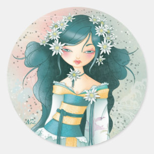 Geisha Edelweïss Ronde Sticker