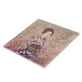  Geisha en Cherry Blossom Tegeltje (Zijkant)