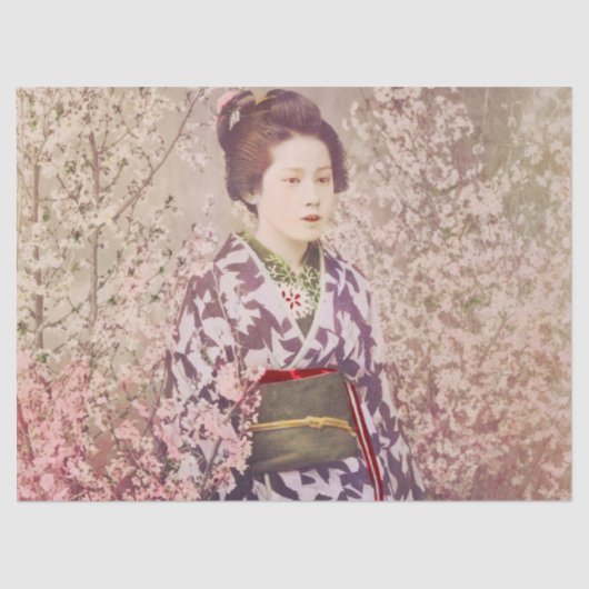  Geisha en Cherry Blossom Tissuepapier (Voorkant)