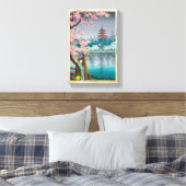 Geisha en Cherry Tree, Ueno Park japanese omgeving Canvas Afdruk (Insitu (Slaapkamer))