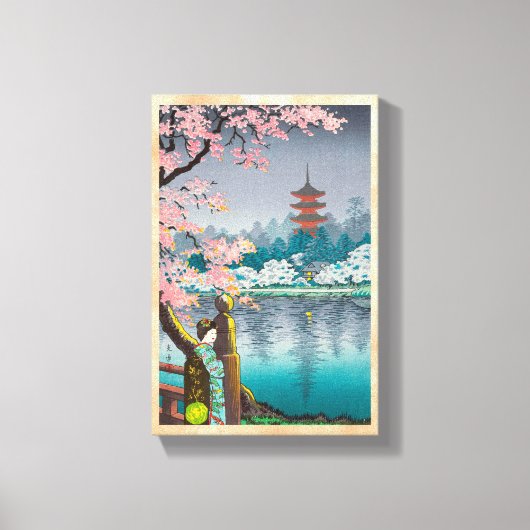 Geisha en Cherry Tree, Ueno Park japanese omgeving Canvas Afdruk (Voorkant)