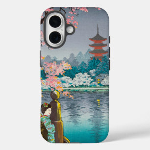 Geisha en Cherry Tree, Ueno Park japanese omgeving iPhone 16 Hoesje