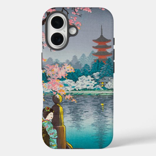Geisha en Cherry Tree, Ueno Park japanese omgeving Case-Mate iPhone Case (Achterkant)