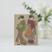 Geisha en Servant  Japanse kunst Briefkaart (Staand voorkant)