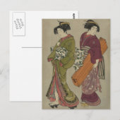 Geisha en Servant  Japanse kunst Briefkaart (Voorkant / Achterkant)