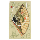 Geisha Fan met bladeren en afdruk van hout Klein Cadeauzakje (Voorkant)