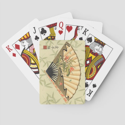 Geisha Fan met bladeren en afdruk van hout Pokerkaarten (Achterkant)