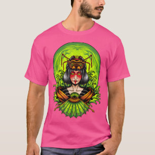 Geisha Girl Katana Sword en Tattoo van Dragon Japa T-shirt