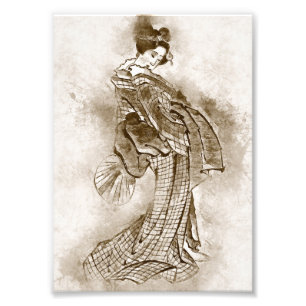 Geisha Girl  Traditionele japanese ART Foto Afdruk