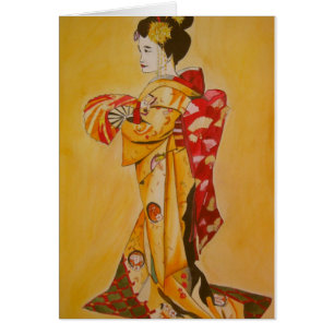 Geisha gold kimono original waterverf art