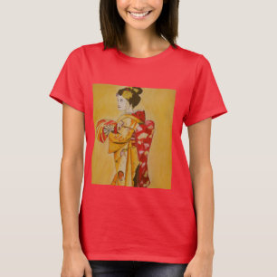 Geisha gold kimono original waterverf art t-shirt