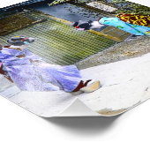 Geisha Greetings bij de  Oude Japan van de Gate Foto Afdruk (Hoek)