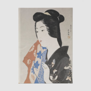 Geisha Hisae met een handdoek door Hashiguchi Goyo Tissuepapier