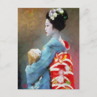 Geisha in Blue Art Briefkaart