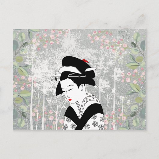 Geisha in de tuin briefkaart (Voorkant)