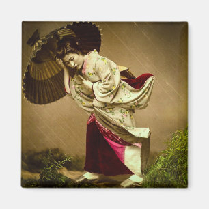 Geisha in een Springtime-raanglijster Magneet