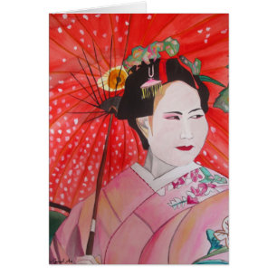 Geisha japonais avec parapluie rouge art original