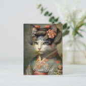 Geisha kat. Personaliseren. Briefkaart (Staand voorkant)